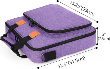 Luxja Embroidery Project Bag with Compartments & Shoulder Strap (Purple)