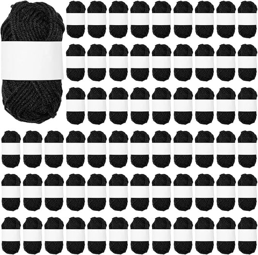 Nuogo 150 Rolls Acrylic Crochet Yarn Bulk 3300 Yards Knitting Acrylic Yarn Skeins Soft Mini Soft Crochet Skeins Multicolor for Knitting Handcraft Weaving Projecting Kit(Black)