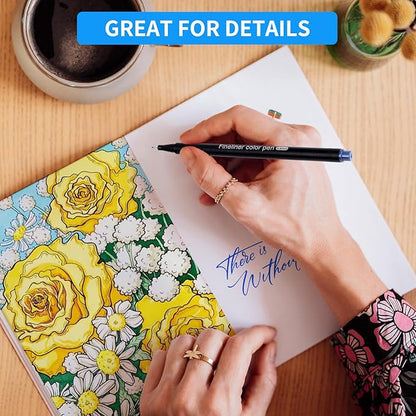 huesamhi Colored Pens for Journaling, Planning Bullet Journals Fineliner Felt Tip Fine Point Marker Pens 60 Vibrant Colors - Premium Writing planner accessories