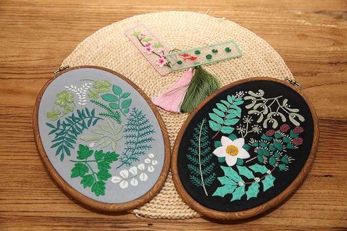 Maydear 4 Pack Embroidery Starter Kit with Pattern, Stamped Cross Stitch Kits for Beginners Adults with Embroidery Hoop and Instructions, Hand Embroidery Kit Cross Stitch Kits Stamped