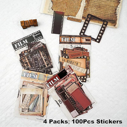AuriicLeaf Retro Film Frame Scrapbook Stickers, 100pcs Vintage Cardstock Ephemera Labels & Borders for Journaling, Planners, Collage, DIY Crafts, Aesthetic Decoration Supplies