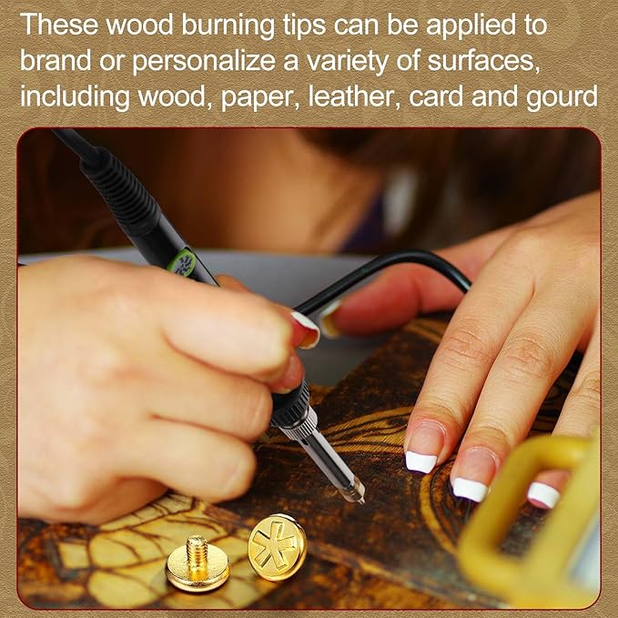 Lothee 43 Pcs Wood Burning Tips Kit, Wood Burning Letters Numbers Alphabet Stamps Stencils Templates for Embossing Branding Crafts Personalization Tools Gift for Dad(Different Shape)