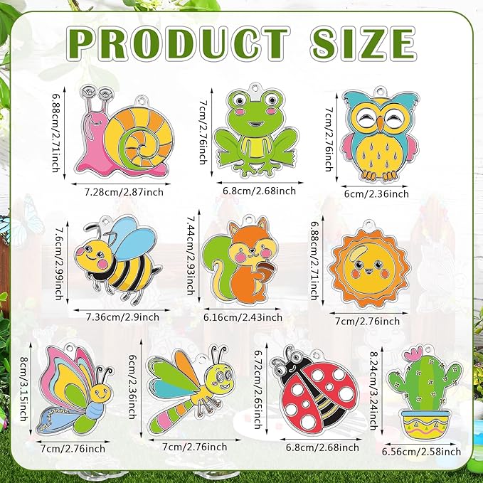 WinnerWhy 30 Sets Spring Suncatchers Window Art Kits, Vibrant DIY Sun Catchers Bulk Crafts Paint Your Own Window Ornaments for Adults Home Birthday Activity Project Decor