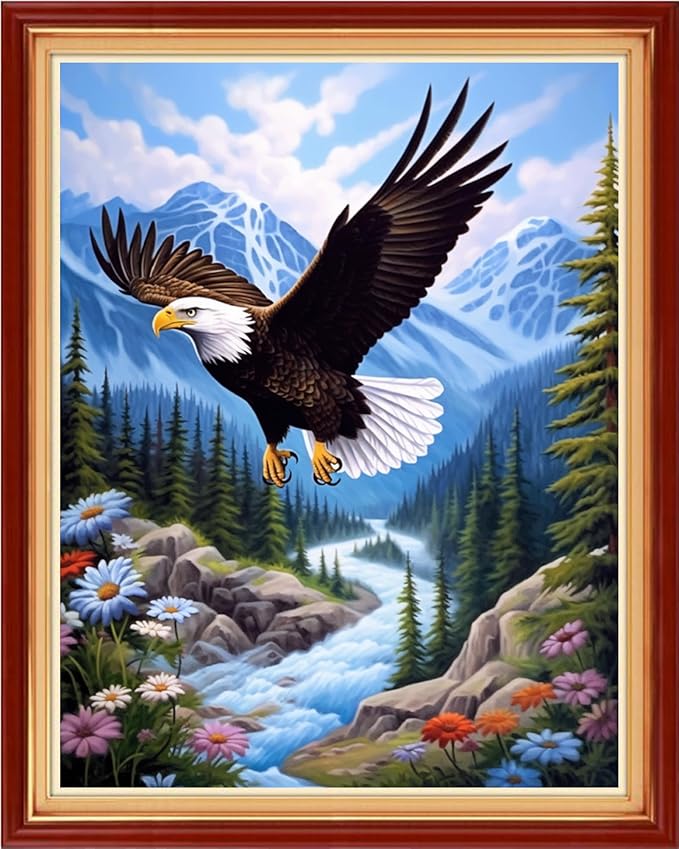 Findvoor Stamped Cross Stitch Kits for Beginner Embroidery Kits for Beginners Adults DIY 11CT Cross Stitch Patterns Needlepoint Kits Crossstitching Kits-Eagle Landscape 16x20 inch
