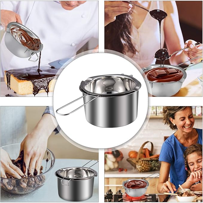 EXCEART Candle Melting Pot Double Boiler for Melting Chocolate Wax Cheese and Butter - 11.02 Inches Stainless Steel Pot with Ergonomic Handle