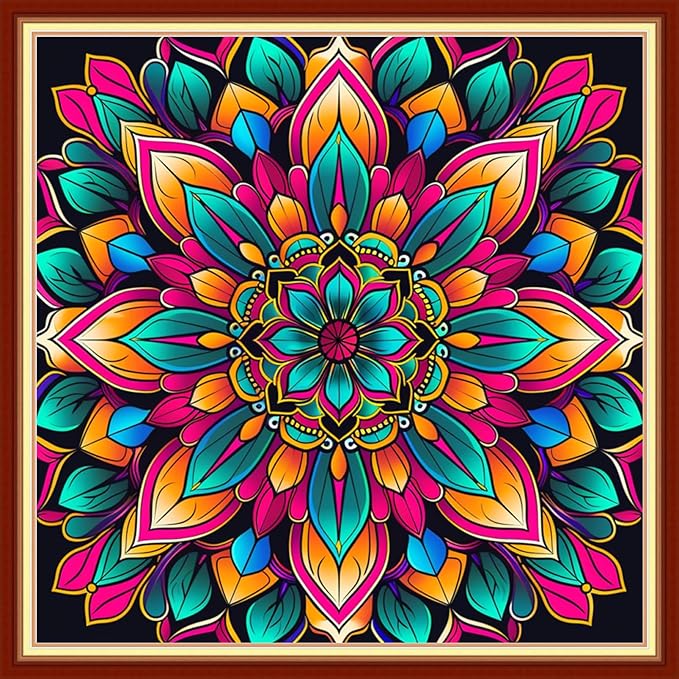 Dimensean Stamped Cross Stitch Kits Full Range of Embroidery Patterns Starter Kits for Beginners Adult DIY Cross Stitches Needlepoint Kits 11CT-Magic Mandala 18x18 inch