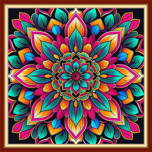 Dimensean Stamped Cross Stitch Kits Full Range of Embroidery Patterns Starter Kits for Beginners Adult DIY Cross Stitches Needlepoint Kits 11CT-Magic Mandala 18x18 inch