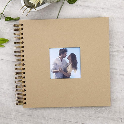 10 x 10 Inch DIY Scrapbook Photo Album with Window Design Cover 80 Pages Craft Paper Memory Book for Weeding Anniversary Travel and Baby (Brown)