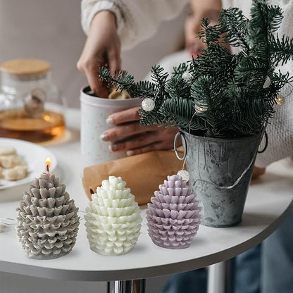 2PCS Pine Cone Silicone Candle Mold, 3D Christmas Pinecone Shape Resin Candle Mold, Ornament Mold for Candle Soap Wax Epoxy Resin Casting Polymer Clay Fondant Chocolate Cake Gift Home Decor