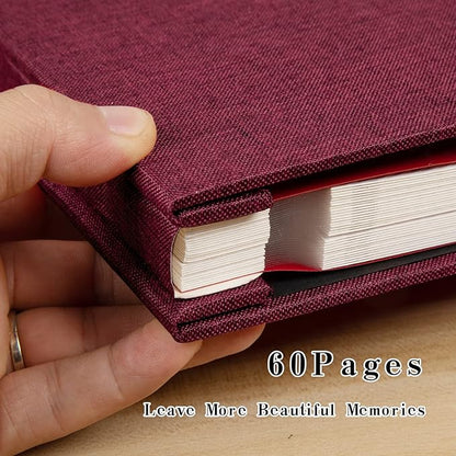 Spbapr Large Photo Album Self Adhesive Linen Cover Magnetic Scrapbook Album DIY Scrap Book 60 Black Sticky Pages for 4x6 5x7 8x10 10x12 Pictures with A Metal Pen