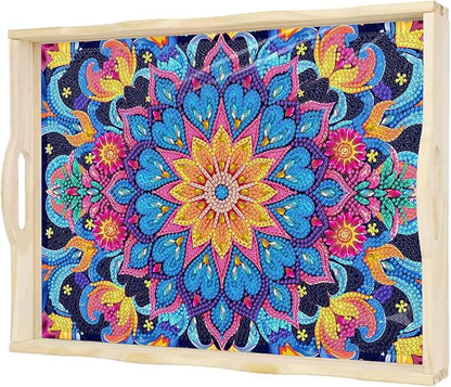 EWJRNSF Diamond Art Kits for Adults Wooden Serving Trays with Handles, 5D Diamond Painting Big Gem Arts and Craft Gifts Trays Decor Gift Home Decor (CP037-2)