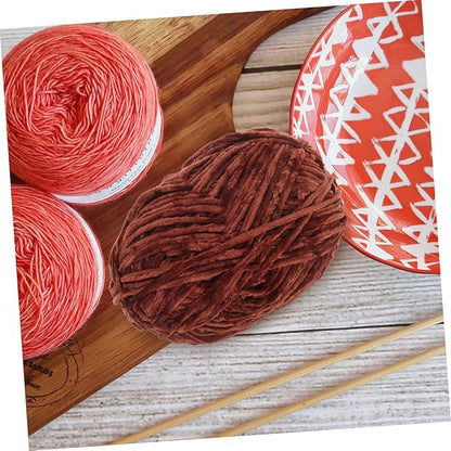 Hand-Knitting Wool Yarn for Crafts DIY Projects Soft Skin-Friendly Medium Thickness Crochet and Knitting Wool Yarn Bundle for Beginners and Home Sewing Coffee