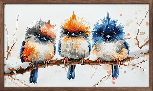 Leczany Cross Stitch Patterns Stamped Kit for Beginners | Embroidery Supplies DIY Craft Kit Needlepoint for Adults Starter | 11CT, 3 Strands | Three Little Birds 20.5x11.8 inches