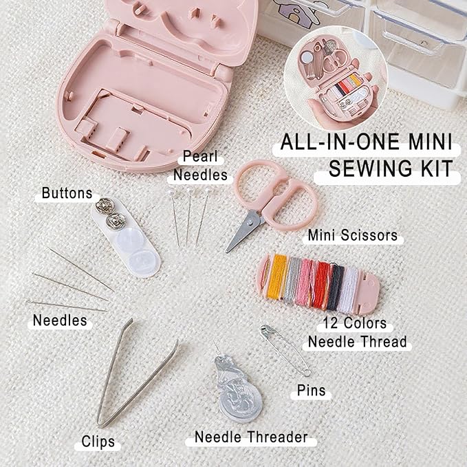24 Pack Mini Sewing Kits, Compact Travel Emergency Sewing Set with Threads, Scissors, Needles, Portable Repair Supplies for Beginners, Hotels, Travel, Charity