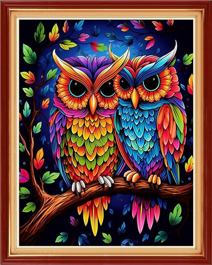 Findvoor Stamped Cross Stitch Kits for Beginner Embroidery Kits for Beginners Adults DIY 11CT Cross Stitch Patterns Needlepoint Kits Crossstitching Kits-Colorful Owl 16x20 inch