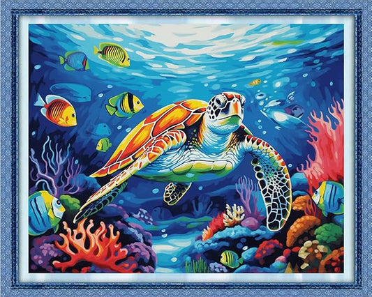 Dooxvey Cross Stitch Kits for Adults Stamped Full Range of Embroidery Starter Kits for Beginners 11CT Printed Cross Stitch Patterns Needlepoint Kits Stamped Crossstitching-Underwater World 16x20 inch