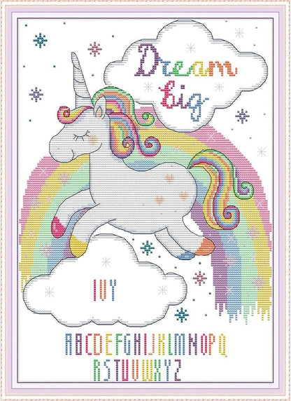 ITSTITCH Cross Stitch Stamped Kits Cross Stitch Kits Beginner Adult with Preprinted Patterns, DIY Needlepoint Embroidery Craft Kits (Unicorn 15x18.9 inch)