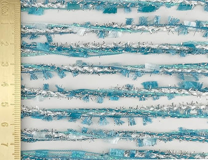 Artisanal Yarn Collection Multifiber Fancy Yarn for Knitting Crocheting Crafts DIY, Set of 3 Rolls (Ice Blue)