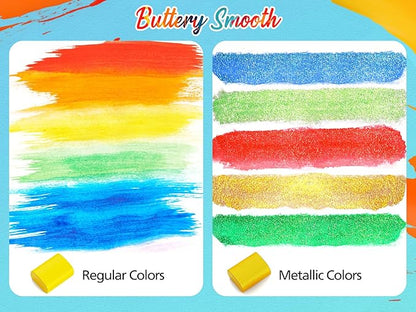 Caliart Watercolor Paint Set, 168 Colors Portable Travel Water Color Palette Kit with Detail Paint Brush, Art Supplies for Painting Coloring, Christmas Gifts for Artist Adult Teen Girls Boys Beginners