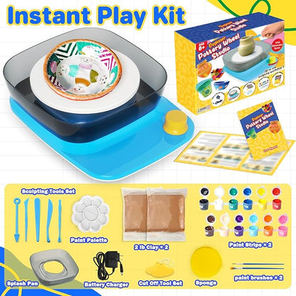 Innofans Pottery Wheel for Kids - Complete Pottery Kit & Tools for Beginners, Plug-in Rechargeable Battery, Upgraded Detachable Turntable Adjustable Speed, DIY Clay Maker for Kids 9-12 (Patented)