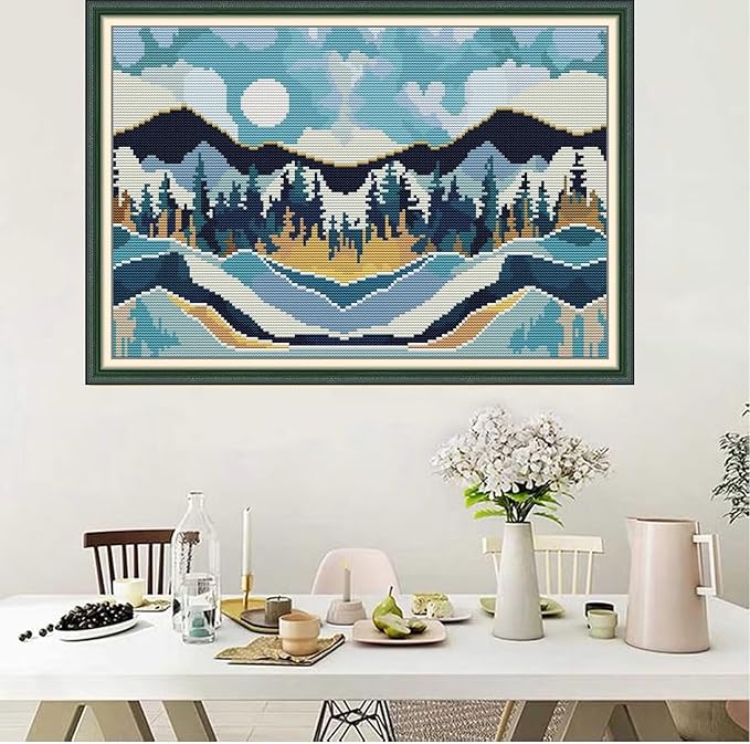 Svarog 14CT Stamped Cross Stitch Kit for Beginners - Easy & Stylish DIY Embroidery with Simple Patterns, Ideal for Women’s Relaxation | Forest of The Valley | 15.8 x 11 inch