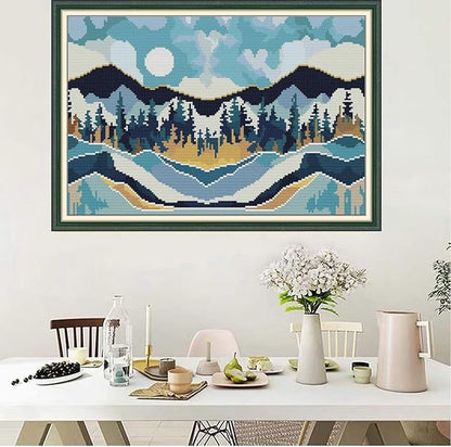 Svarog 14CT Stamped Cross Stitch Kit for Beginners - Easy & Stylish DIY Embroidery with Simple Patterns, Ideal for Women’s Relaxation | Forest of The Valley | 15.8 x 11 inch