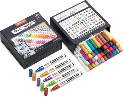ZEYAR Oil-Based Paint Markers, Expert of Rock Painting, Extra Fine Point, 48 Colors, AP Certified. Permanent Ink & Waterproof, Works on Rock, Wood, Glass, Metal, Ceramic and more (48 Colors)