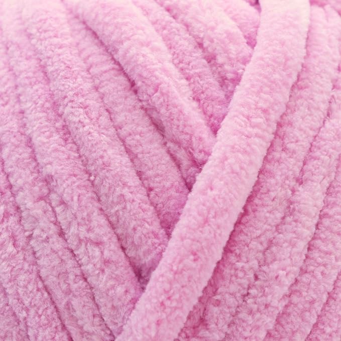 Okey Dokeys 300g Jumbo Velvet Chenille Yarn 7 Jumbo – Plush, No-Fray, Durable Plushies, Posh Soft Crochet Projects Beginner Friendly (130 yds) (Raspberry Ice Cream Pink (105), 1 Pack (17.90/Skein))