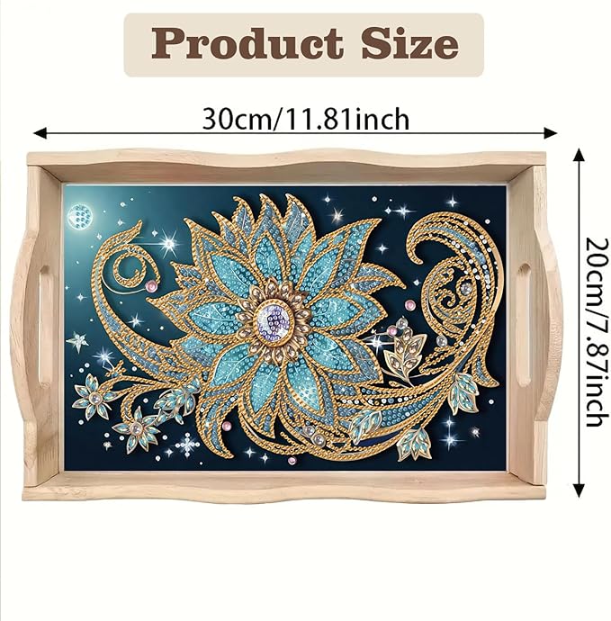 SHLUHA Diamond Art Kits for Adults Wooden Serving Trays with Handle Food Tray for Breakfast Home Decor Gift