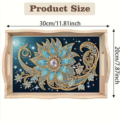 SHLUHA Diamond Art Kits for Adults Wooden Serving Trays with Handle Food Tray for Breakfast Home Decor Gift