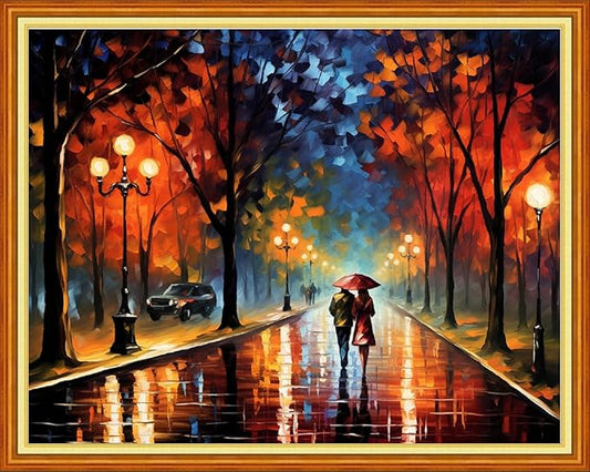 Dimensean Stamped Cross Stitch Kits Full Range of Embroidery Patterns Starter Kits for Beginners Adult DIY Cross Stitches Needlepoint Kits 11CT-Strolling Night Scenery 16x20 inch