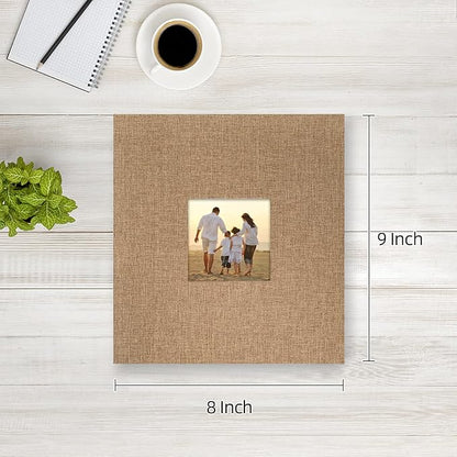 potricher Small Photo Album 4x6 200 Photos Linen Cover Picture Photo Book for Family Wedding Anniversary Baby Vacation (Khaki,200 Pockets)