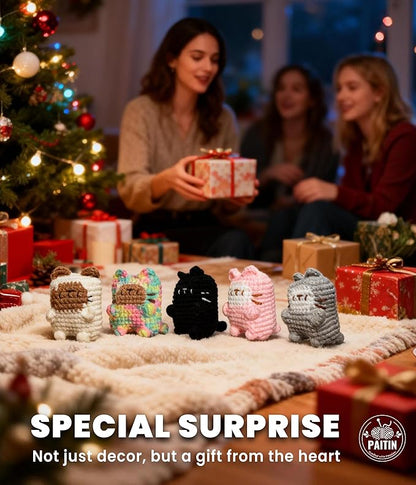 PAITIN Crochet Kit for Beginners – DIY Cat Amigurumi Crochet Kit, Easy Crochet Kits with Step-by-Step Video Tutorial and Beginner Handbook