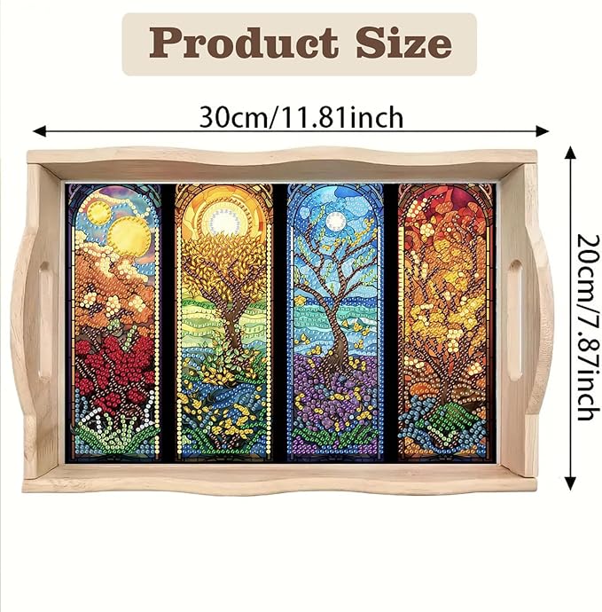 SHLUHA Diamond Art Kits for Adults Wooden Serving Trays with Handle Food Tray for Breakfast Home Decor Gift