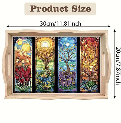 SHLUHA Diamond Art Kits for Adults Wooden Serving Trays with Handle Food Tray for Breakfast Home Decor Gift