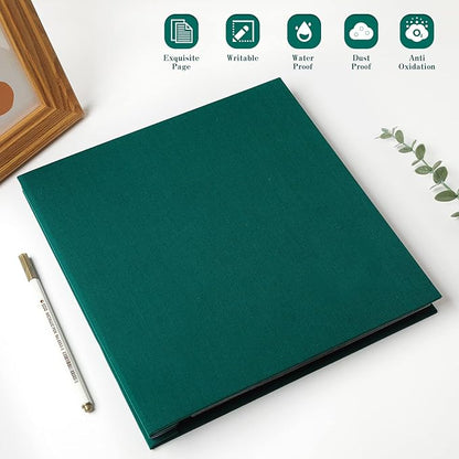 Spbapr Large Photo Album Self Adhesive Linen Cover Magnetic Scrapbook Album DIY Scrap Book 40 Black Sticky Pages for 4x6 5x7 8x10 10x12 Pictures with A Metal Pen