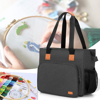 LUXJA Embroidery Project Carrying Bag, Embroidery Kits Storage Bag (Bag Only), Black