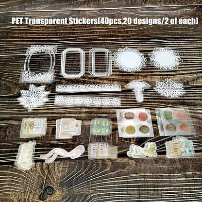 Esweny 260PCS Vintage Journaling Scrapbooking Supplies Scrapbook Sticker Paper Ephemera Pack for Junk Journal Planners Collage Craft Notebooks Album (Pen Ink and Letter)