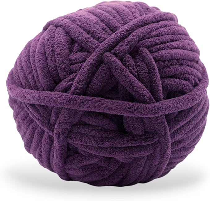 Okey Dokeys 300g Jumbo Velvet Chenille Yarn 7 Jumbo – Plush, No-Fray, Durable Plushies, Posh Soft Crochet Projects Beginner Friendly (130 yds) (Grape Juice Purple (106), 1 Pack (17.90/Skein))
