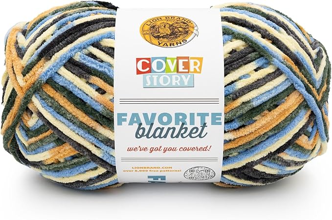 Lion Brand Yarn, Cover Story Favorite Blanket Yarn for Knitting and Crochet, 223 Yards, Sandstorm, 1 Pack