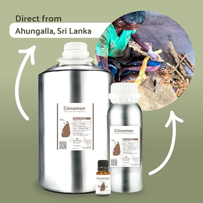 Nature Packaged Cinnamon Essential Oil - Direct from Sri Lankan Essential Oils - 100% Pure - Natural Aceite de Canela for Aromatherapy & Wellness - Premium Grade (2lbs)