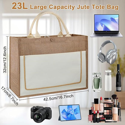 guofa DIY Jute Tote Bag with Embroidery Kit – Customizable Canvas Tote for Women, Personalized Handmade Bag for Birthday, Wedding, Beach, Everyday Use (A)