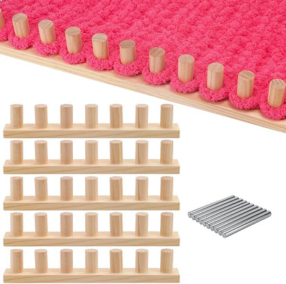 68" Chunky Blanket Loom Kit for DIY No-Needle Hand Knitting Adjustable Wooden Loom Frame Beginner Friendly Yarn Craft for Home Decor & Large Throw Blankets