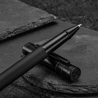 Hongdian Matte Black Forest Rollerball Pen with Schmidt Black Ink Refill, Classic Design with Metal Case for Business Signature