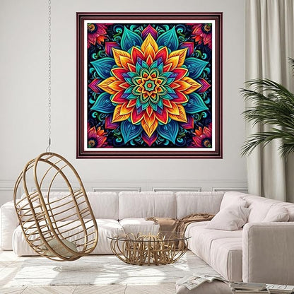 DMCCRAFT Stamped Cross Stitch Kits for Adults 11CT Printed Cross-Stitch Patterns Embroidery Kits Easy Cross Stitching Needlepoint Kits Crossstitch-Magic Mandala 18x18 inch