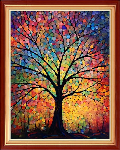Dimensean Stamped Cross Stitch Kits Full Range of Embroidery Patterns Starter Kits for Beginners Adult DIY Cross Stitches Needlepoint Kits 11CT- Noctilucent Tree 16x20 inch