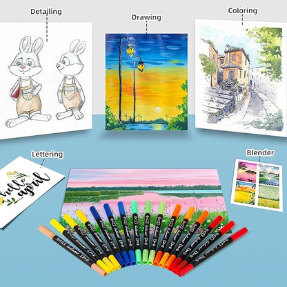 LIULIUCAI 200 Colors Dual Tip Markers Brush Pens, Fine & Brush Tip Art Markers for Adult Coloring Book Drawing Calligraphy, Colored Pens Christmas Gifts Stocking Stuffers for Teen Art Supplies
