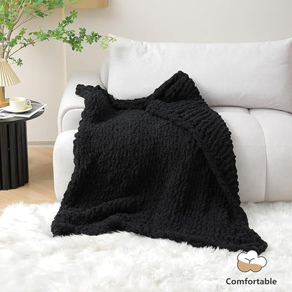Chunky Yarn for Hand Knitting - #10 Chunky Chenille Yarn, Jumbo Big Thick Chunky Yarns for Crocheting, Super Bulky Chunky Knit Blanket Yarns, 8 Skein (25 yds 8 oz Each Skein), Black