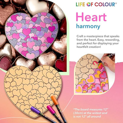 Life of Colour Painting Kit - Color Your Own Set of 3 Shaped Boards with 12 Life of Color Acrylic Paint Pens No Mess DIY Art and Crafts for Adults - Stunning Works of Art for Decorative Display