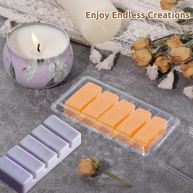 50 Pcs Wax Melt Containers, 5-Cavity Wax Melt Clamshell Molds, Clear Empty Plastic Wax Melt Molds for DIY, Crafts Tarts Candles Making Supplies